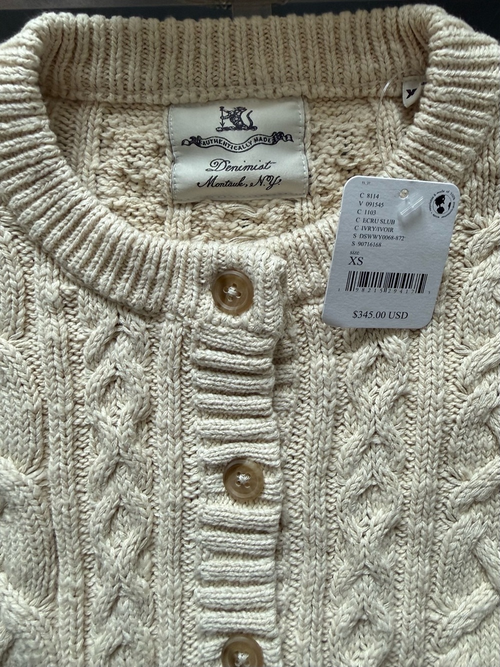 NWT Denimist Cable Shrunken Cardigan